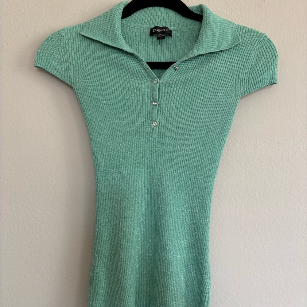 Bebe mint green/shimmer short sleeve top